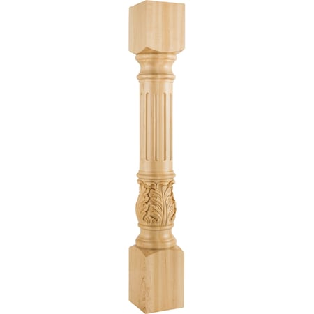 Hardware Resources 5" Wx5"Dx35-1/2"H Rubberwood Fluted Acanthus Post P23-5-RW